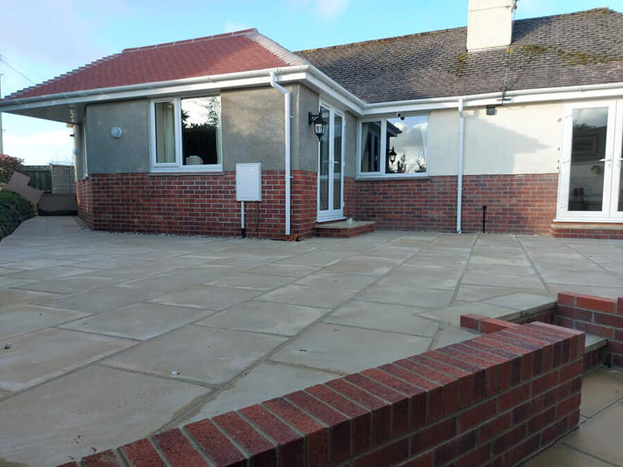 patio and new walling around bungalow